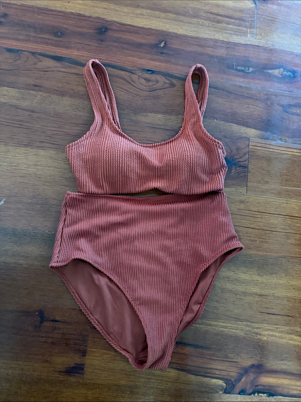 Old Navy Rust Ribbed Two-Piece Swimsuit - High Waist Style